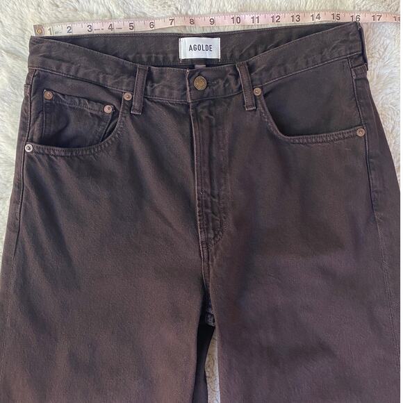 AGOLDE Brown Low Curve Barrel Wide Leg Jeans Size 28 - Picture 5 of 13